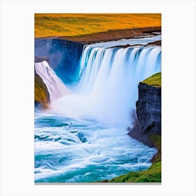 Gullfoss Waterfall, Iceland Nat Viga Style (3) Canvas Print