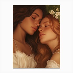 Girls Kissing Canvas Print