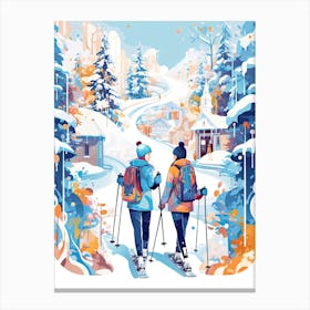 Heavenly Mountain Resort   California Nevada Usa, Ski Resort Illustration 3 Canvas Print