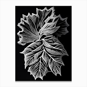 Strawberry Leaf Linocut 1 Canvas Print