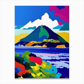 Pico Island Portugal Colourful Painting Tropical Destination Canvas Print