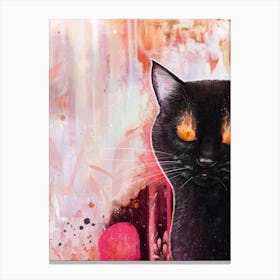 Black Cat With Fire Canvas Print