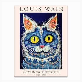 Louis Wain, A Cat In Gothic Style, Blue Cat Poster 6 Canvas Print