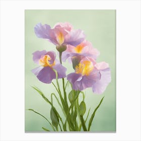 Iris Flowers Acrylic Painting In Pastel Colours 1 Canvas Print