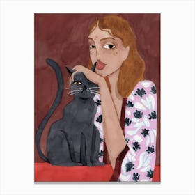 Girl With A Cat 1 Canvas Print