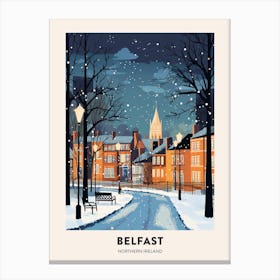 Winter Night  Travel Poster Belfast Northern Ireland 7 Canvas Print