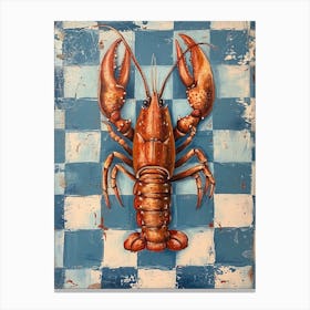 Lobster Blue Checkerboard 1 Canvas Print
