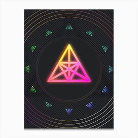 Neon Geometric Glyph in Pink and Yellow Circle Array on Black n.0278 Canvas Print