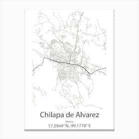 Chilapa De Alvarez,Mexico Minimalist Map Canvas Print