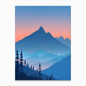 Misty Mountains Vertical Composition In Blue Tone 206 Canvas Print