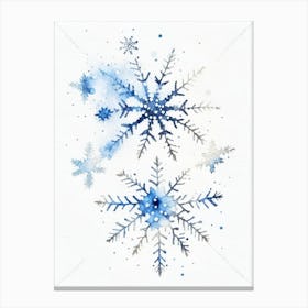 Snowflakes In The Snow,  Snowflakes Minimalist Watercolour 3 Canvas Print