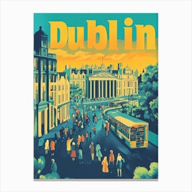 Aihrgdesign A 1970s Inspired Travel Poster For Dublin 2 Canvas Print