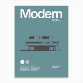Modern Poster Modernism Minimal Graphic Architecture Bauhaus Villa Savoye Le Corbusier Canvas Print