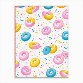 An Abstract Pattern Of Tiny Donuts Swirling With A Blend Of Pastel Pink Blue And Yellow Hues Set Canvas Print