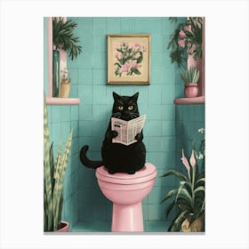 Cat On The Toilet  Canvas Print