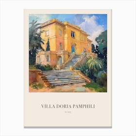 Villa Doria Pamphili Rome Italy 3 Vintage Cezanne Inspired Poster Canvas Print