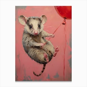 Cute Opossum 1 With Balloon Canvas Print