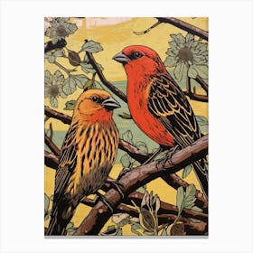 Art Nouveau Birds Poster Yellowhammer 3 Canvas Print