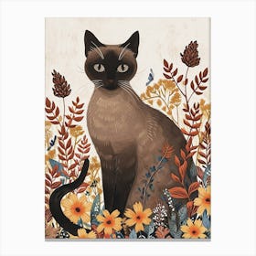 Burmese Cat Japanese Illustration 3 Canvas Print