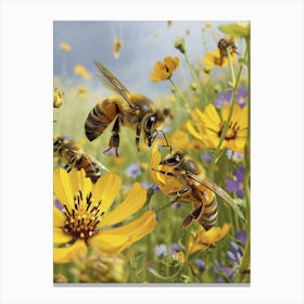 Halictidae Bee Realism Illustration 15 Canvas Print