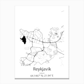 Reykjavik,Iceland Minimalist Map Canvas Print