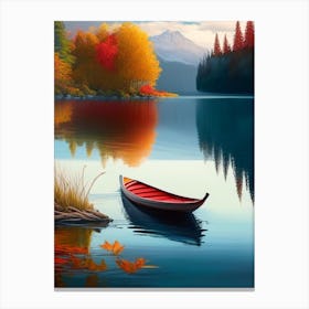 Kayak On Lake Water Waterscape Crayon 1 Canvas Print