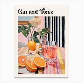 Gin And Tonic Retro Cocktail Poster Canvas Print