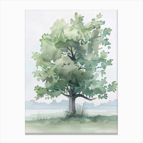 Sycamore Tree Atmospheric Watercolour Painting 3 Canvas Print
