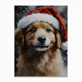 Golden Retriever In Santa Hat Canvas Print