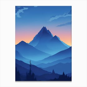 Misty Mountains Vertical Composition In Blue Tone 177 Canvas Print
