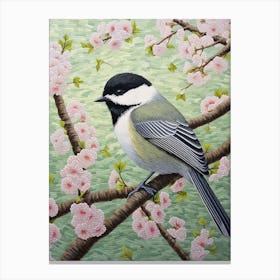 Ohara Koson Inspired Bird Painting Carolina Chickadee 2 Canvas Print