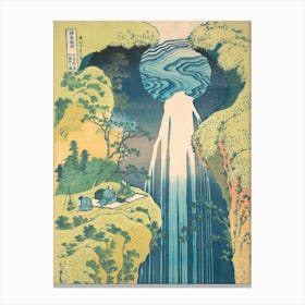 Hokusai Ukiyo-e Waterfall In The Mountains Canvas Print