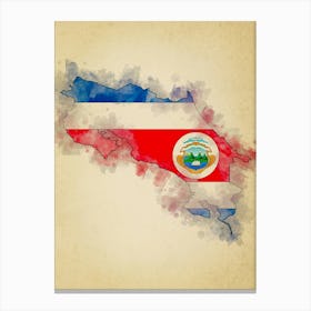 Costa Rica Flag Vintage Canvas Print