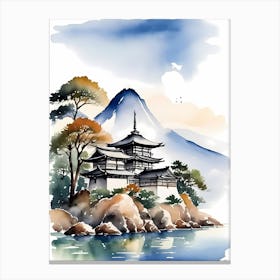 Japanese Landscape Watercolor Painting (61) 1 Canvas Print