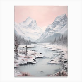 Dreamy Winter Painting Jasper National Park Canada 2 Canvas Print