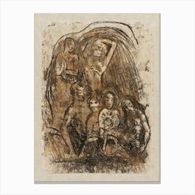 Nativity (Mother And Child Surrounded By Five Figures), Paul Gauguin Canvas Print