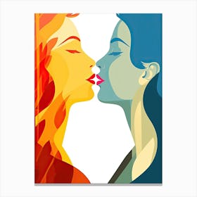Two Women Kissing, Erotic art 1 Canvas Print