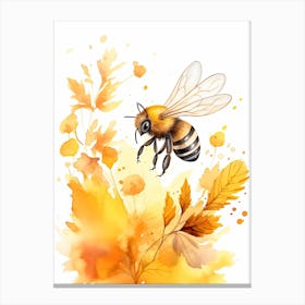 A Bee Watercolour In Autumn Colours 0 Canvas Print