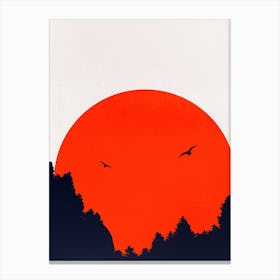 Two Birds Red Canvas Print