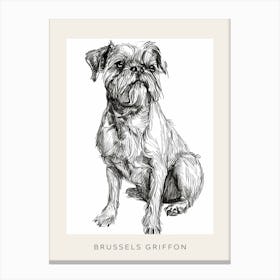 Brussels Griffon Line Sketch 3 Poster Canvas Print