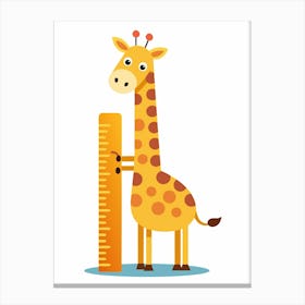 Giraffe With Ruler Canvas Print