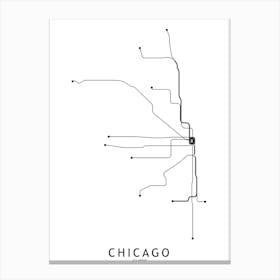 Chicago Subway White Map Canvas Print