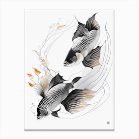 Hirenaga Koi Fish Minimal Line Drawing Canvas Print