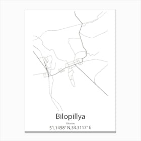 Bilopillya,Ukraine Minimalist Map Canvas Print