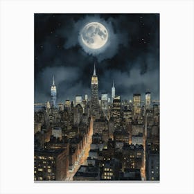 New York Midnight Manhattan Canvas Print