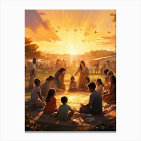 A Digital Painting Showcasing Various Community Members And Local Services Gathered In An Uplifting (3) Canvas Print