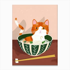 Cat And Ramen 2 Canvas Print