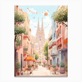 Barcelona Spain 1 Illustration Canvas Print
