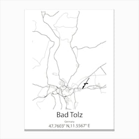 Bad Tolz,Germany Minimalist Map Canvas Print