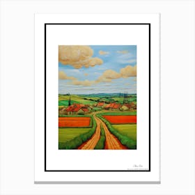 Green plains, distant hills, country houses,renewal and hope,life,spring acrylic colors.45 Canvas Print